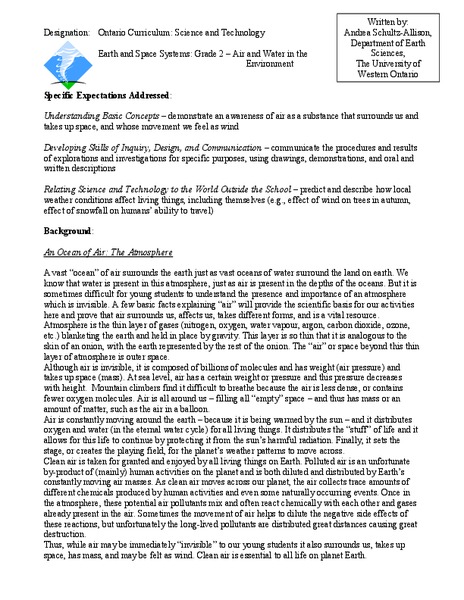 Air and Water in the Environment Lesson Plan