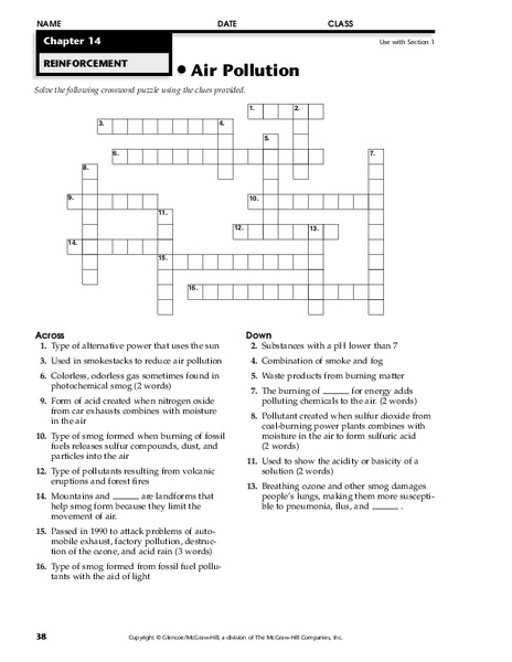 Air Pollution Worksheet