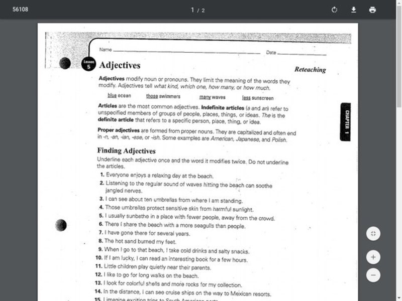 Adjective Worksheet Worksheet