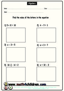 Algebra Practice Worksheet
