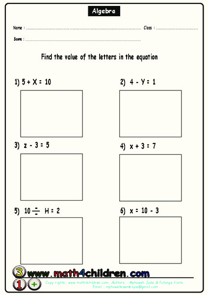 Algebra Practice Worksheet