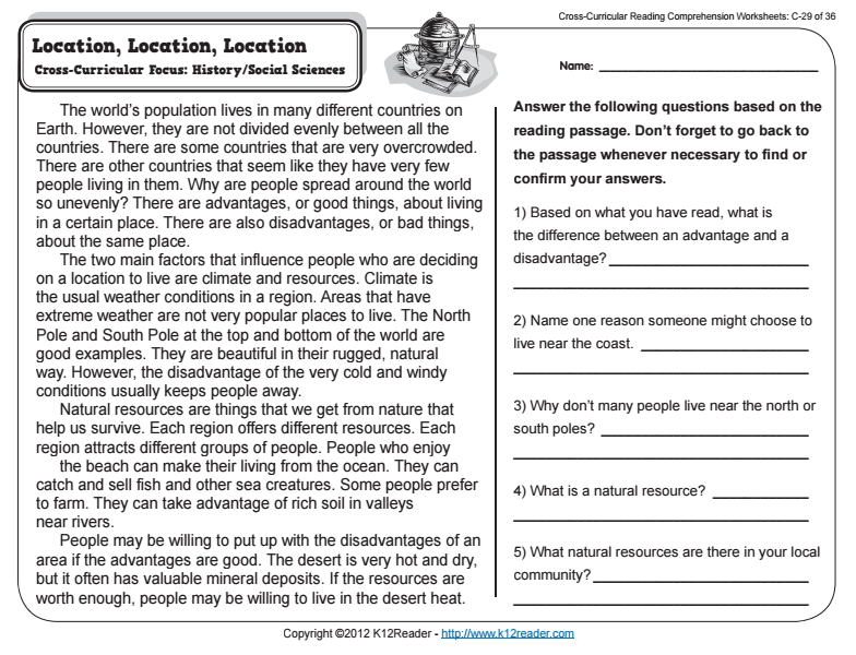 Location, Location, Location Worksheet