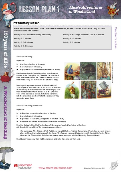 Alice's Adventures in Wonderland Lesson Plan