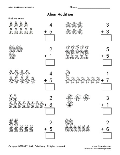 Alien Addition Worksheet