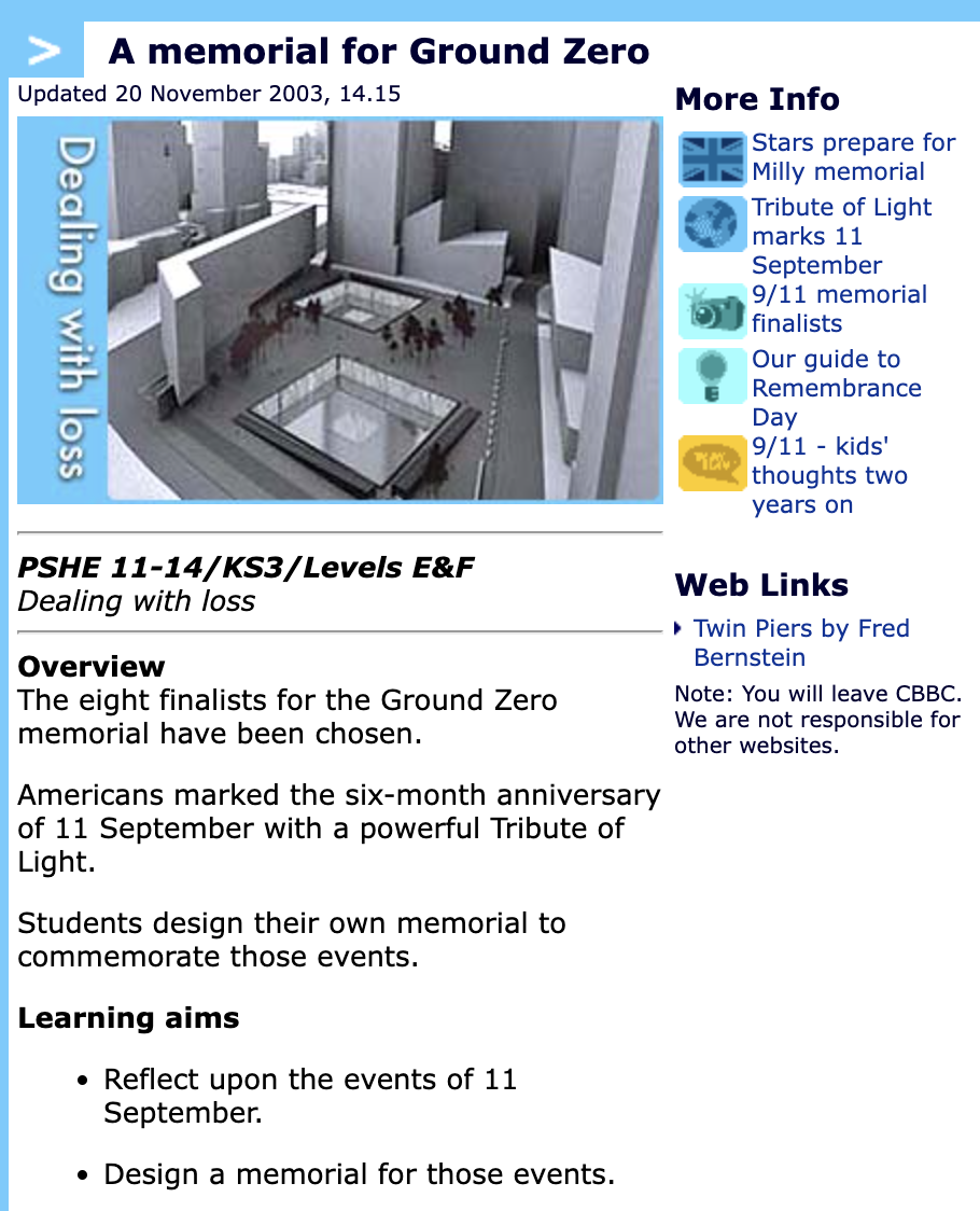A memorial for Ground Zero Lesson Plan