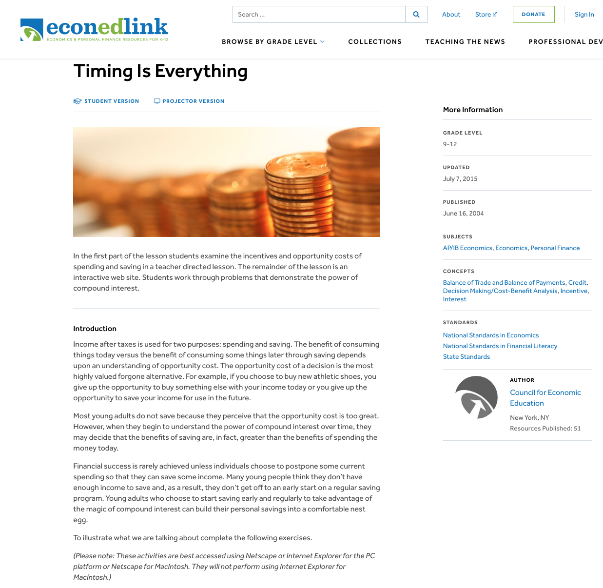 Timing Is Everything Lesson Plan