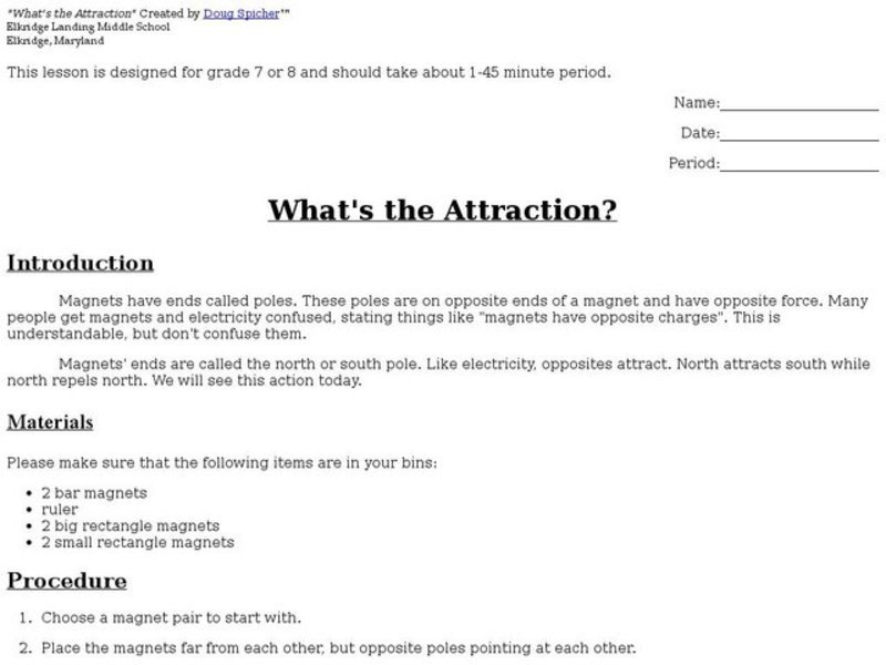What's the Attraction? Lesson Plan