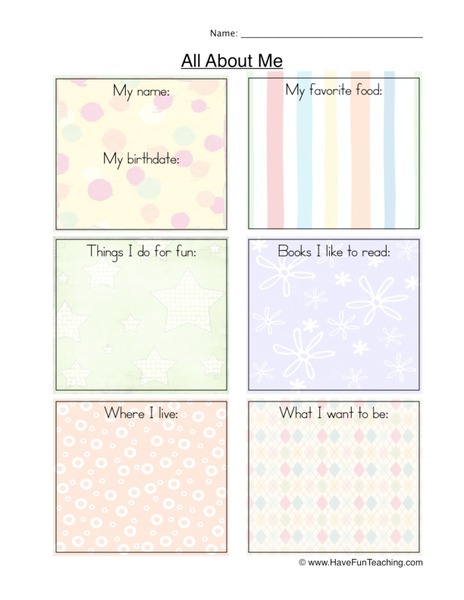 All About Me Printables