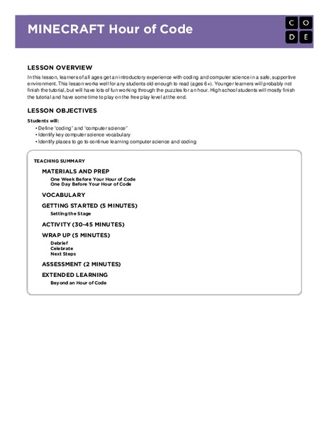 Minecraft Hour of Code Interactive