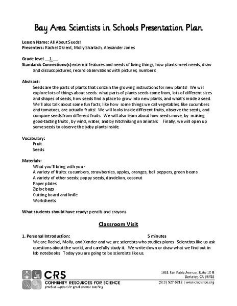 All About Seeds! Lesson Plan