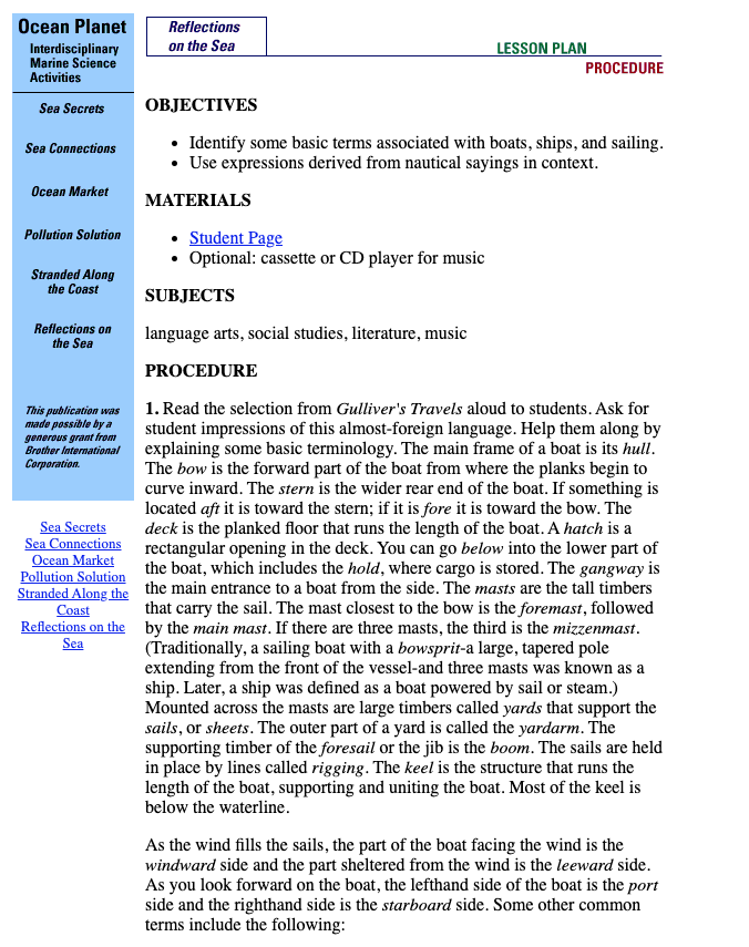 Reflections of the Sea Lesson Plan