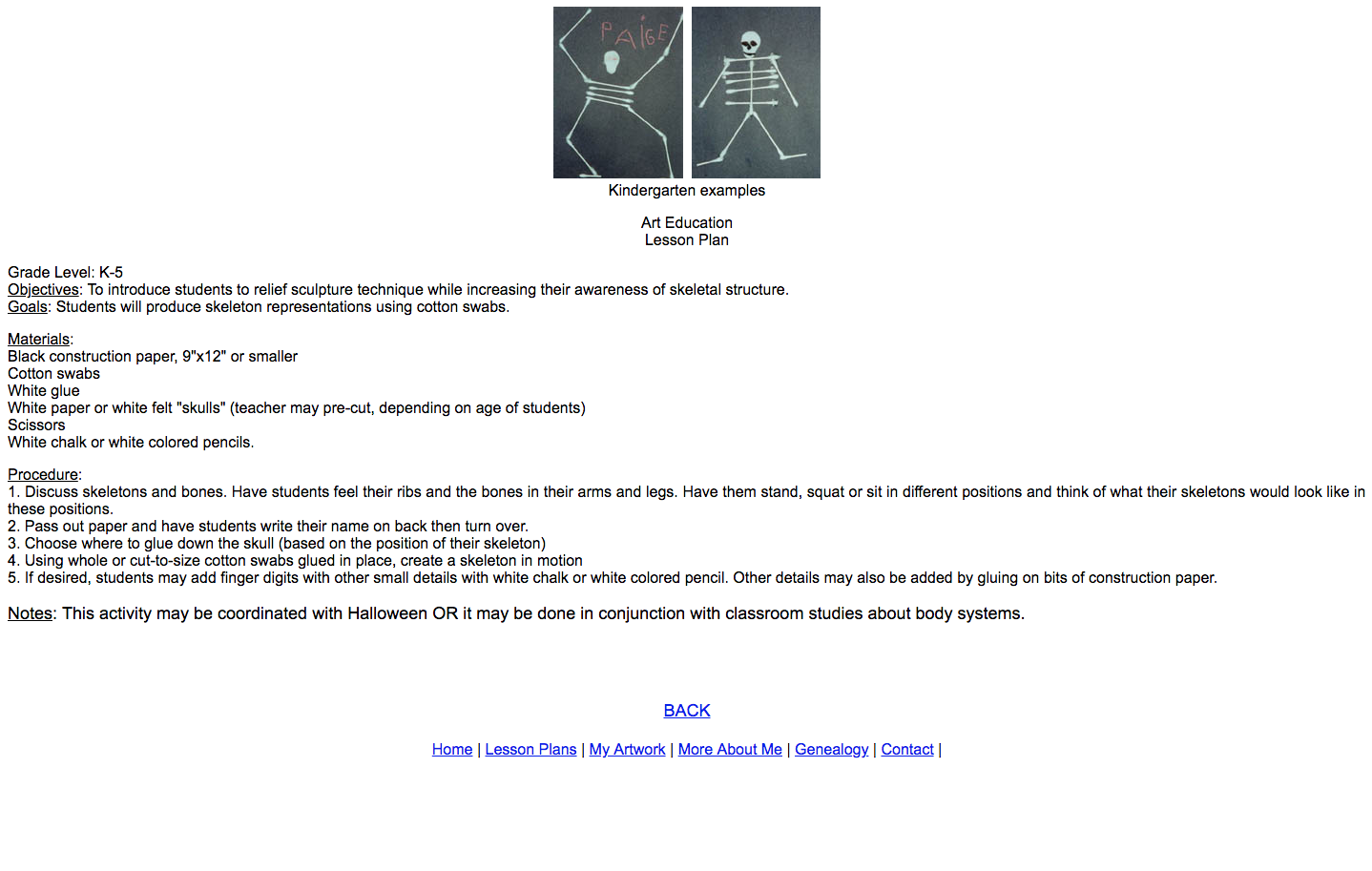 Cotton Swab Skeletons Lesson Plan