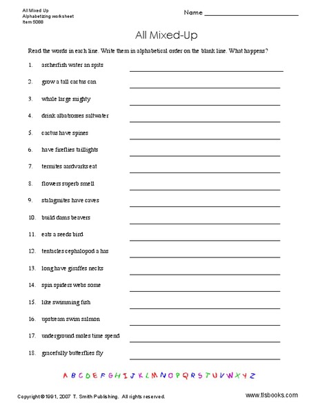 All Mixed Up Worksheet