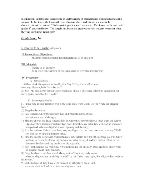 Alligators Lesson Plan