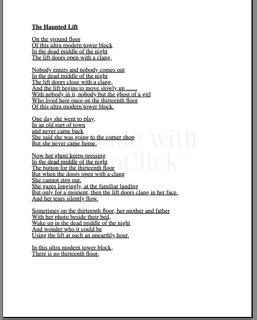 The Haunted Lift Lesson Plan