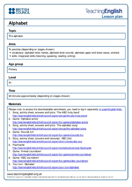Alphabet Lesson Plan