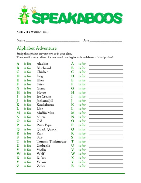 Alphabet Activity Worksheet