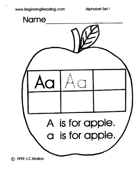 Alphabet Letter A Worksheet