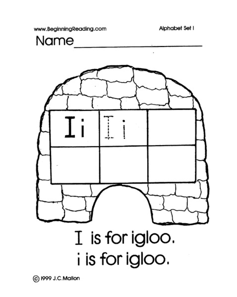 Alphabet Letter I Worksheet