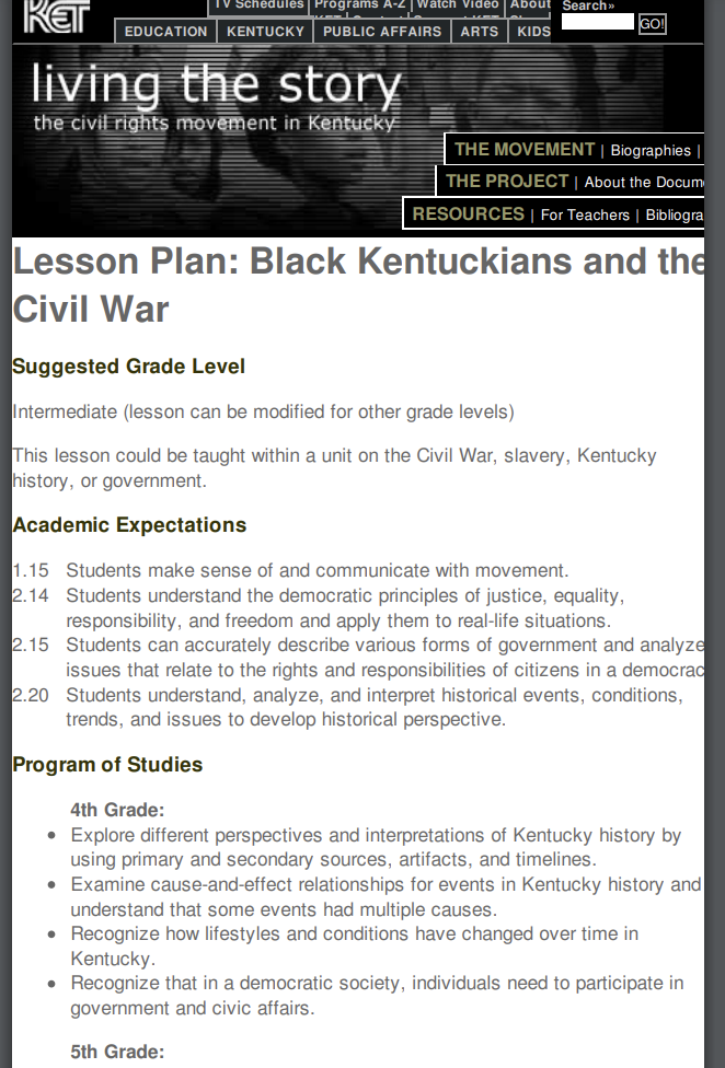 Black Kentuckians and the Civil War Lesson Plan