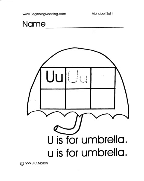 Alphabet Letter U Lesson Plan