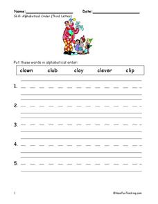 Alphabetical Order Worksheet