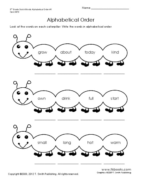 Alphabetical Order Worksheet