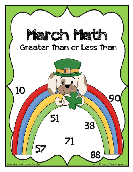 March Math: Greater Than or Less Than Activity