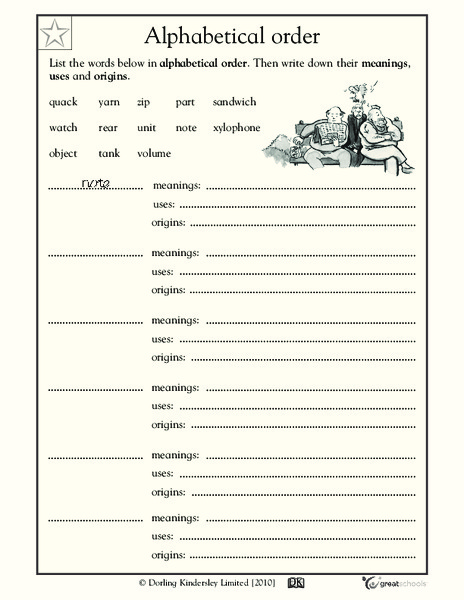 Alphabetical Order Worksheet