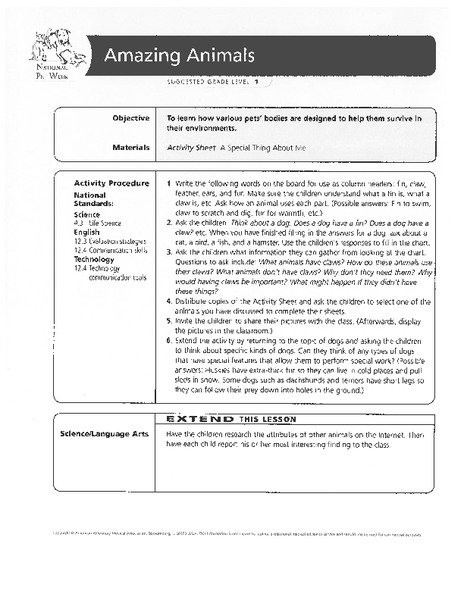 Amazing Animals Lesson Plan
