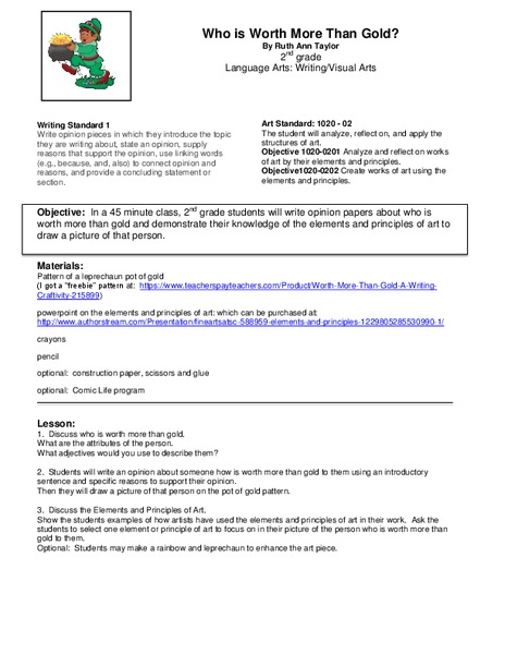 Who is Worth More Than Gold? Lesson Plan