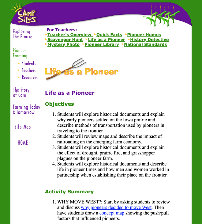 Life as a Pioneer Lesson Plan