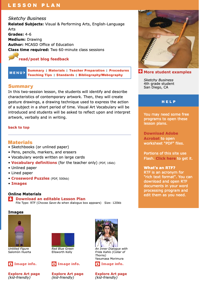 Sketchy Business Lesson Plan