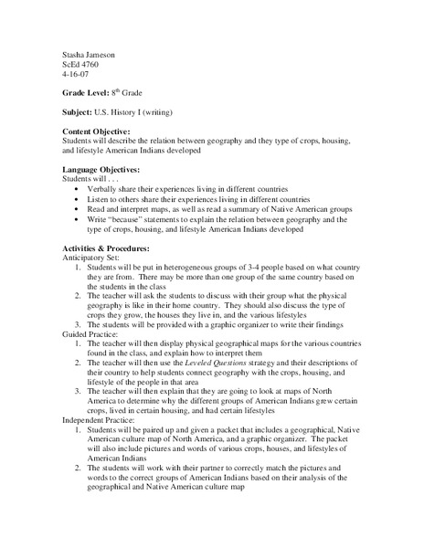 American Indians Lesson Plan