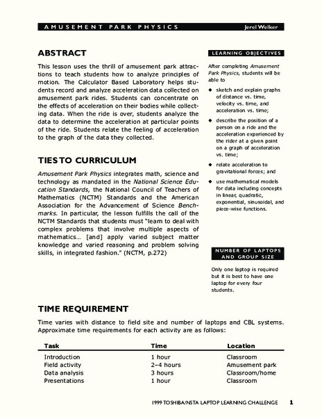 Amusement Park Physics Lesson Plan