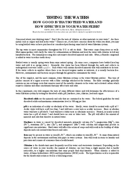 Testing the Waters Unit Plan