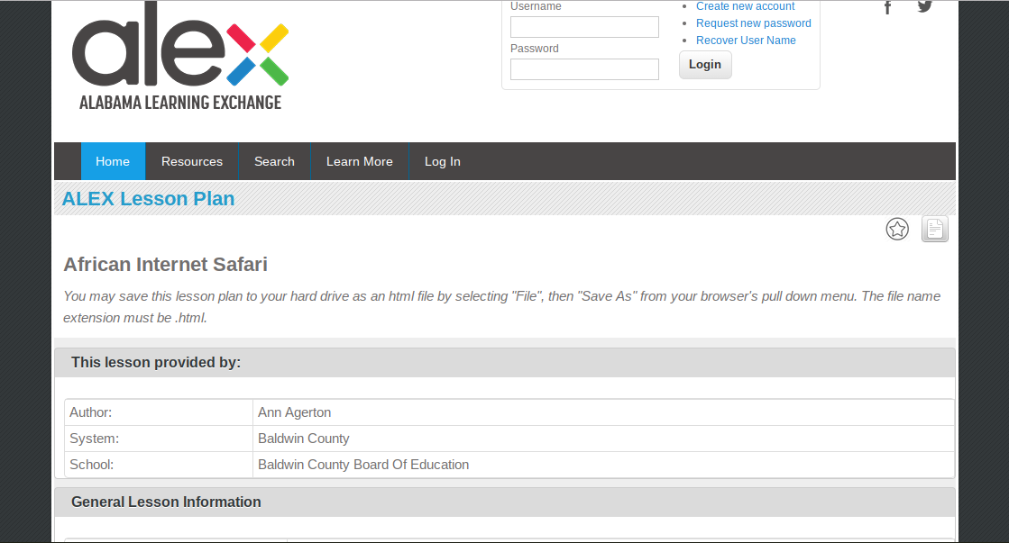 African Internet Safari Lesson Plan