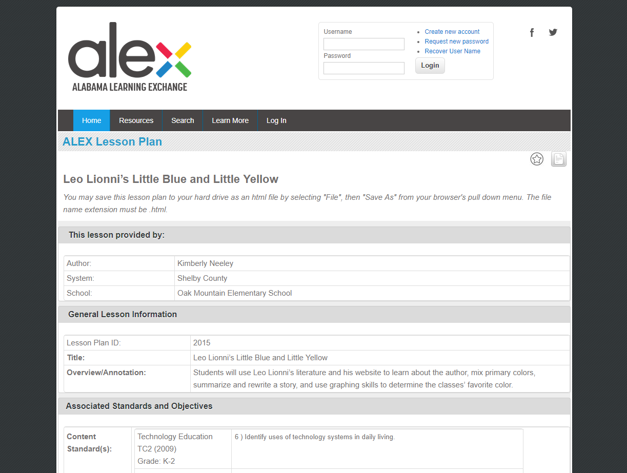 Leo Lionni’s Little Blue and Little Yellow Lesson Plan
