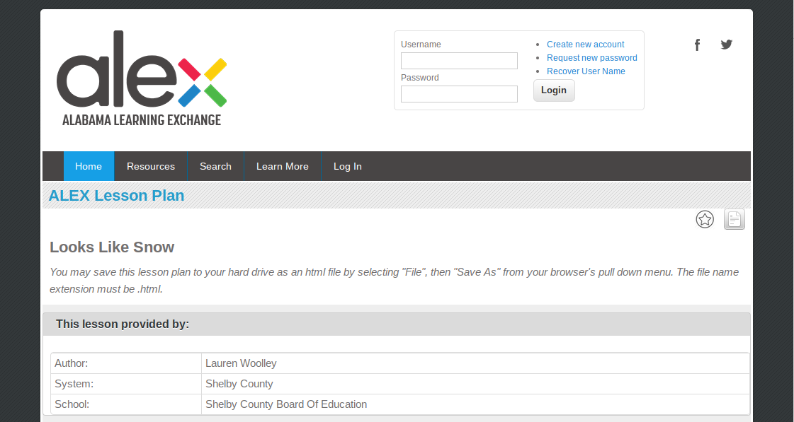 Looks Like Snow Lesson Plan