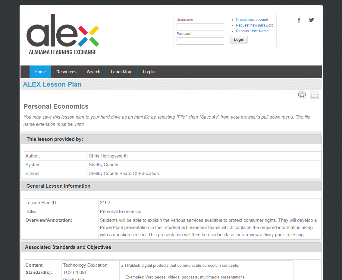 Personal Economics Lesson Plan