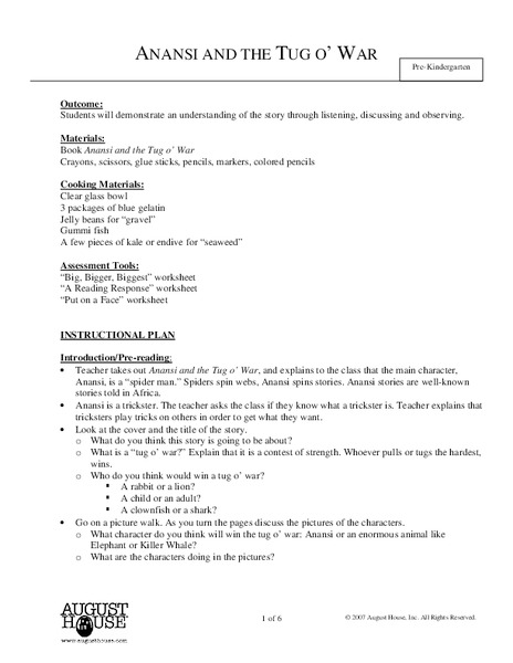 Anansi and The Tug O' War Lesson Plan