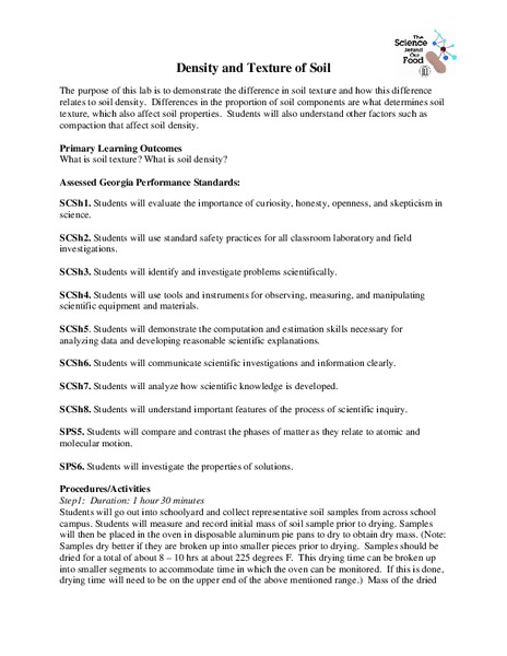 Density and Texture of Soil Lesson Plan