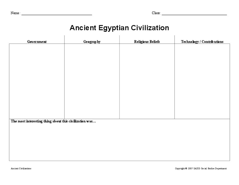 Ancient Civilizations Organizer