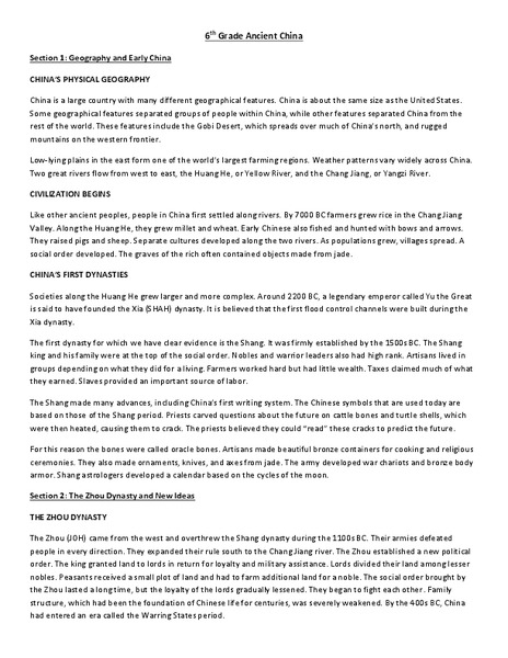 Ancient China Handout