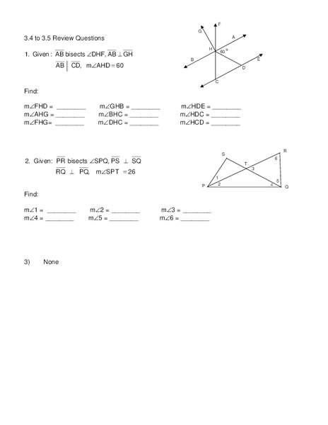 Angle Bisectors Worksheet