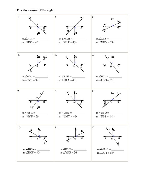 Angle Measurement Worksheet
