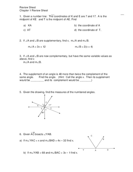 Angle Measures Worksheet