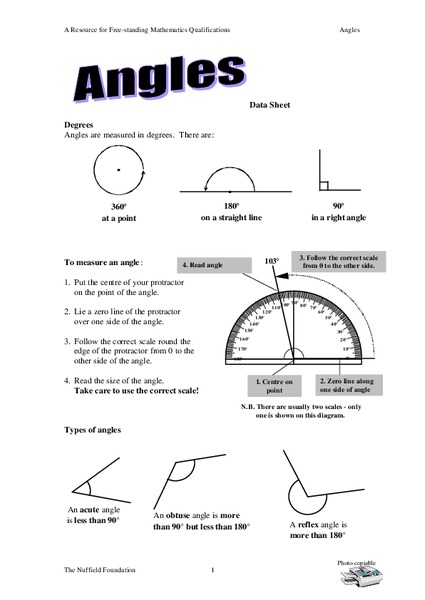 Angles Worksheet