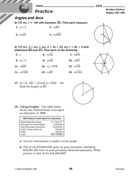 Angles and Arcs Worksheet