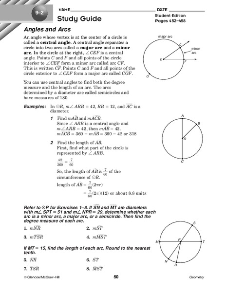 Angles and Arcs Worksheet